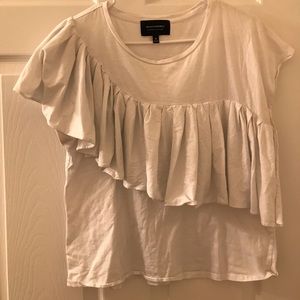 Banana Republic white ruffle top